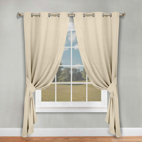 Classic Modern Solid Room Darkening Blackout Curtain Panels, Set of 2 - Ivory