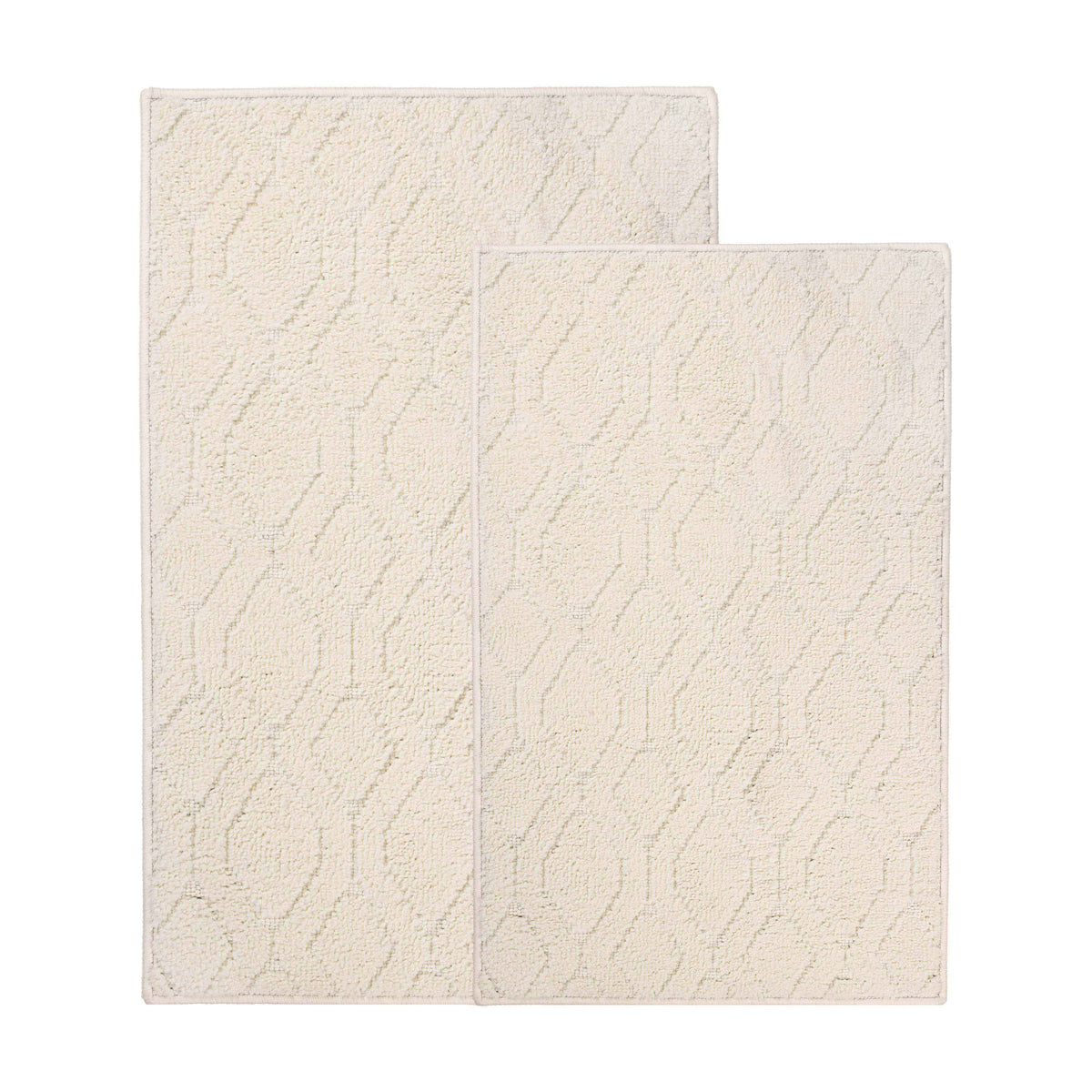 Brou Diamond Lattice Textured Machine Washable Bath Rugs, Set of 2