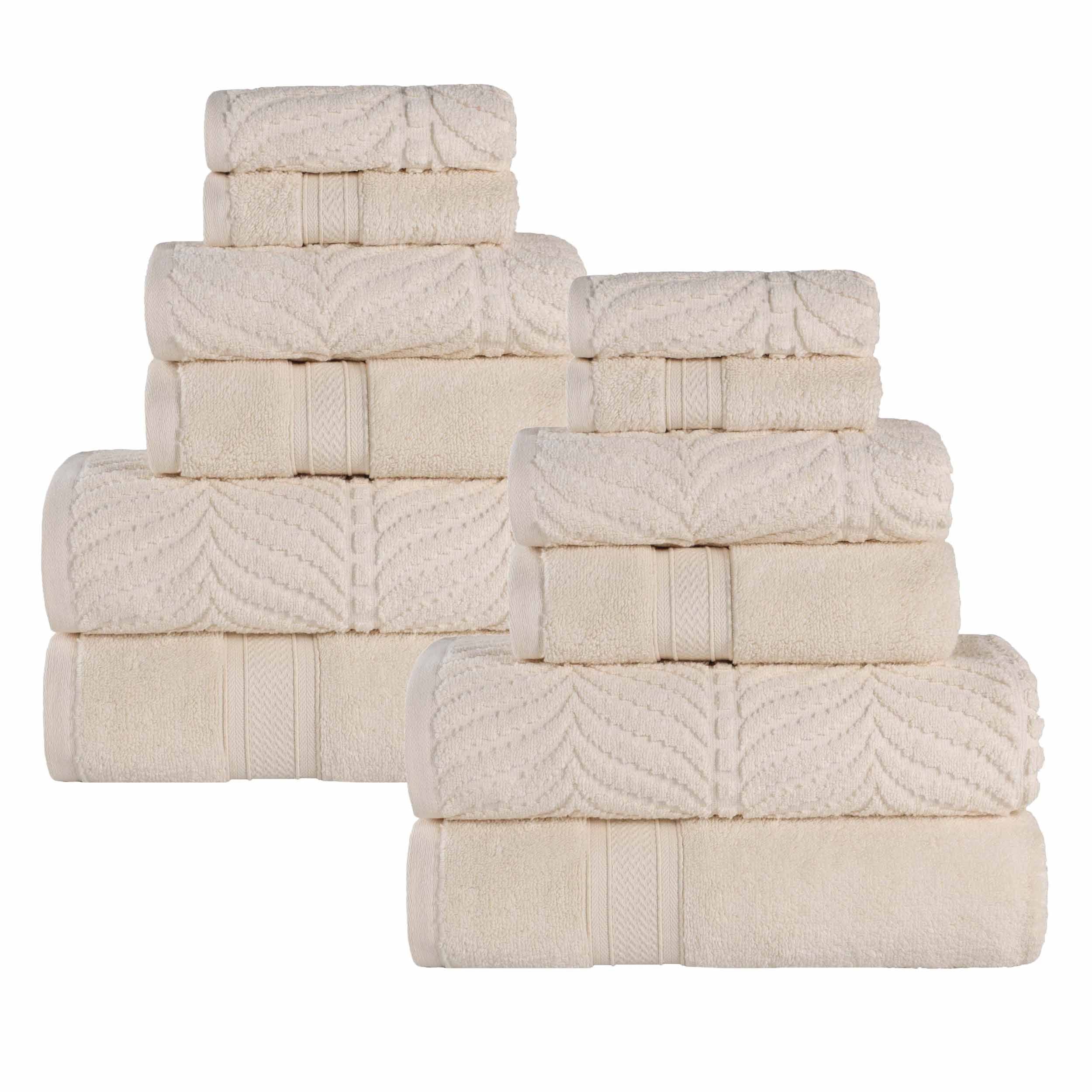 Chevron Zero Twist Solid and Jacquard Soft Cotton 12 Piece Towel Set - Towel Set by Superior