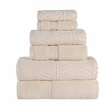 Chevron Zero Twist Solid and Jacquard Soft Cotton 6 Piece Towel Set - Towel Set by Superior