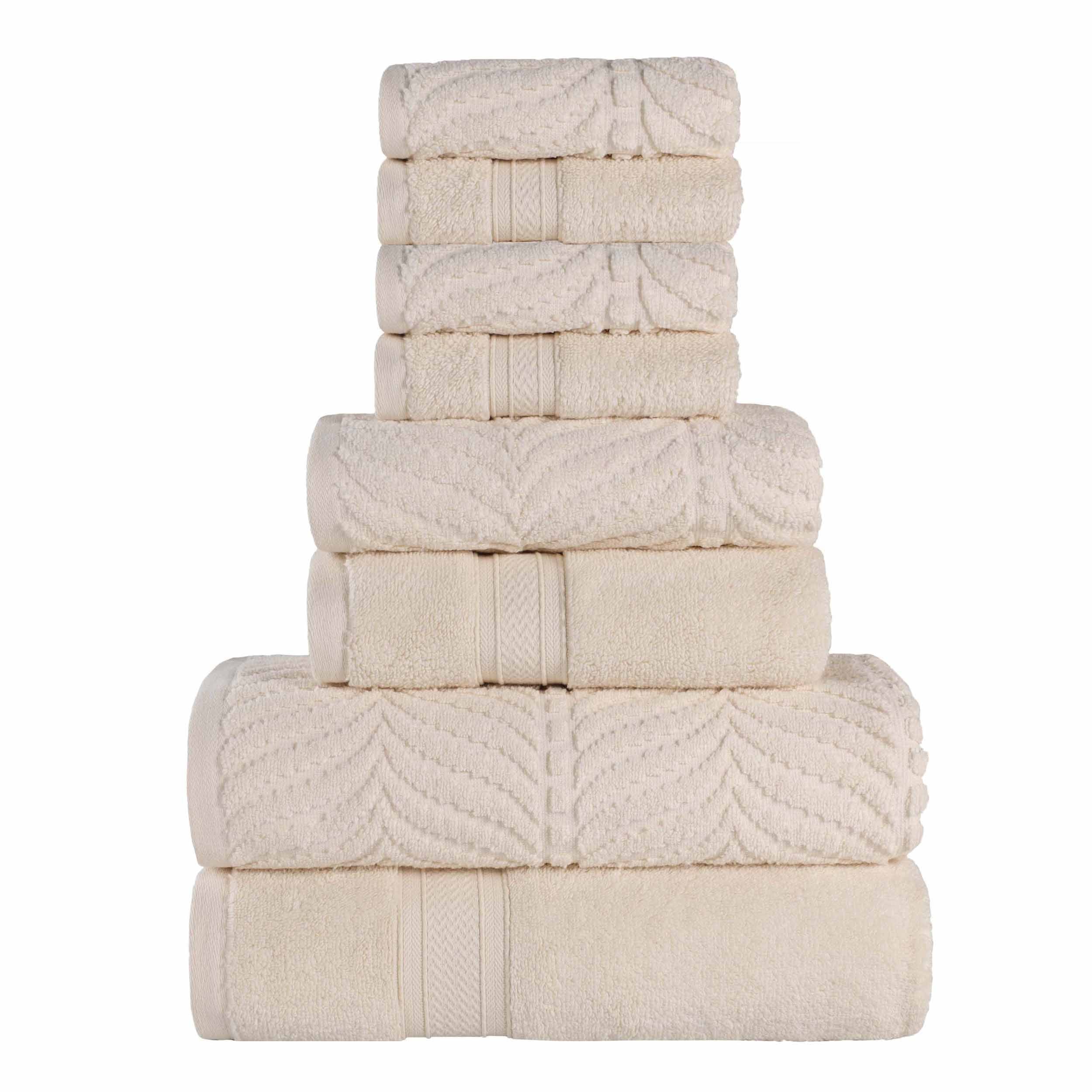 Chevron Zero Twist Solid and Jacquard Cotton 8 Piece Towel Set - Towel Set by Superior