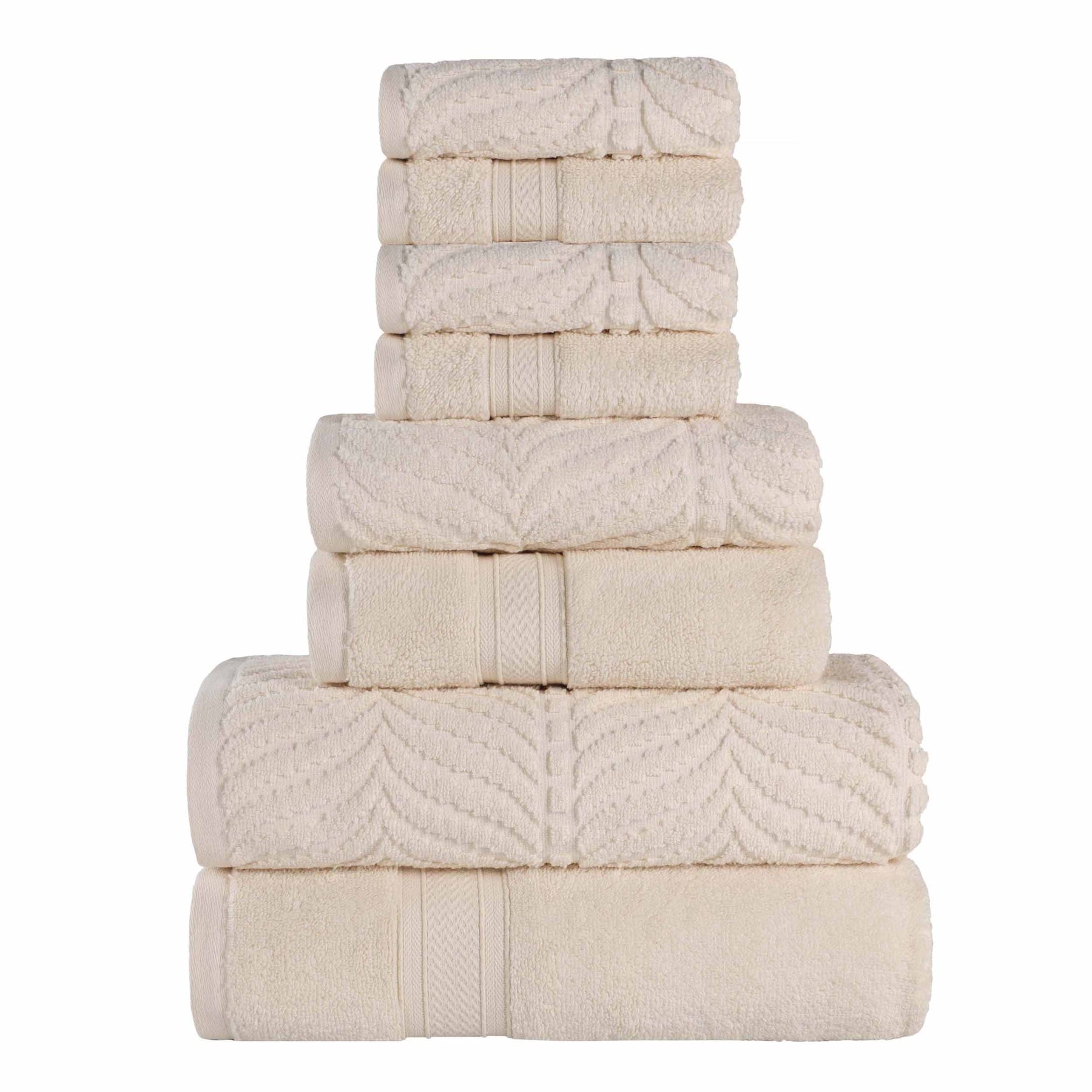 Chevron Zero Twist Solid and Jacquard Cotton 8 Piece Towel Set