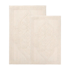 Myra Medallion Textured Jacquard Machine Washable Bath Rugs, Set of 2