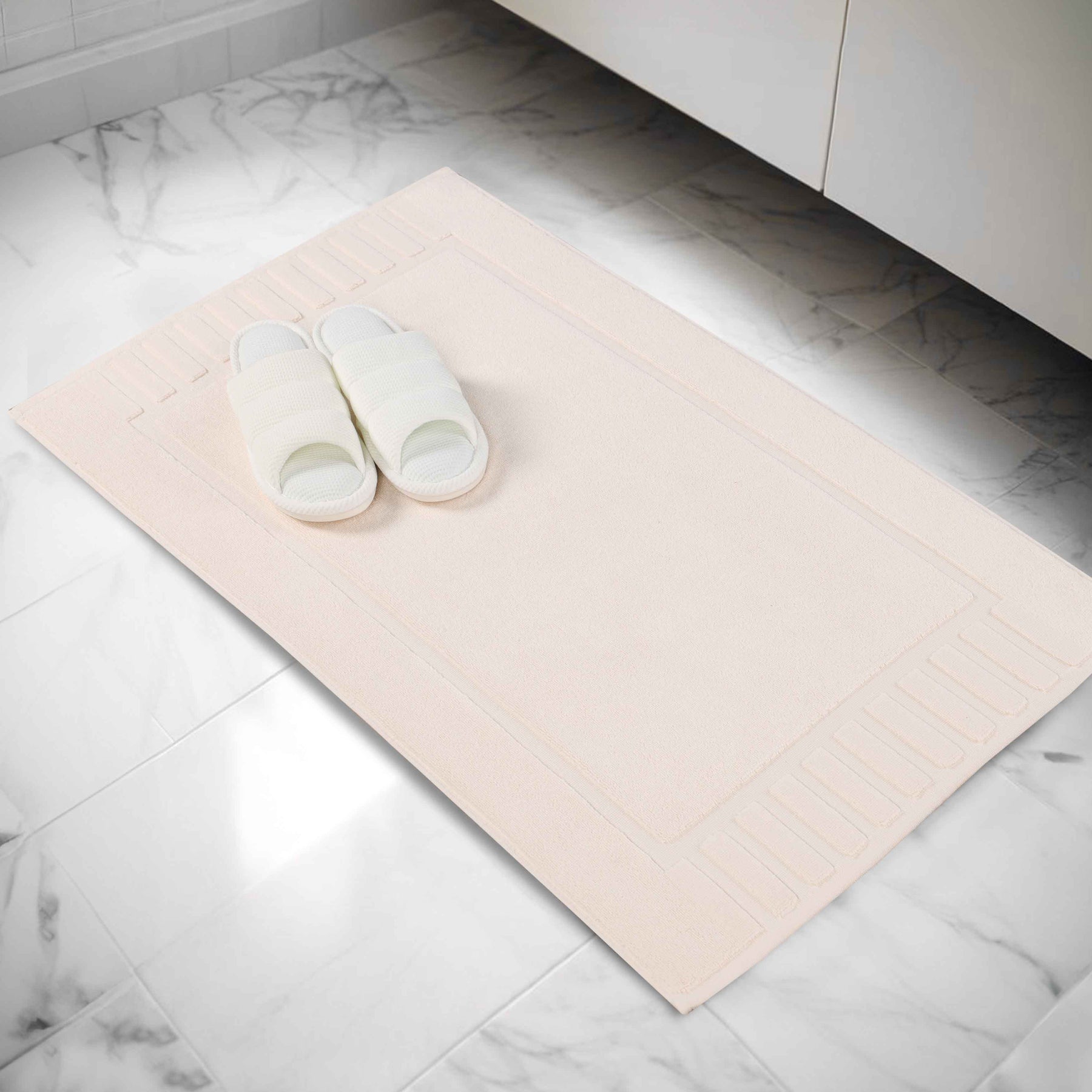 Leo Cotton Solid Modern Absorbent Heavy Washable Bath Mat Set of 2