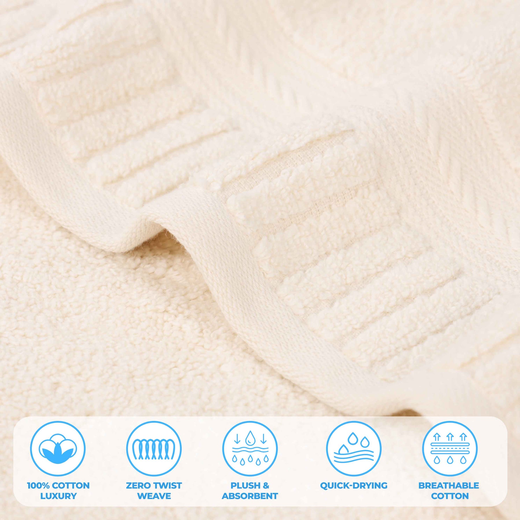 Venice Zero Twist Cotton Medium Weight Soft Bath Towels, Set of 2