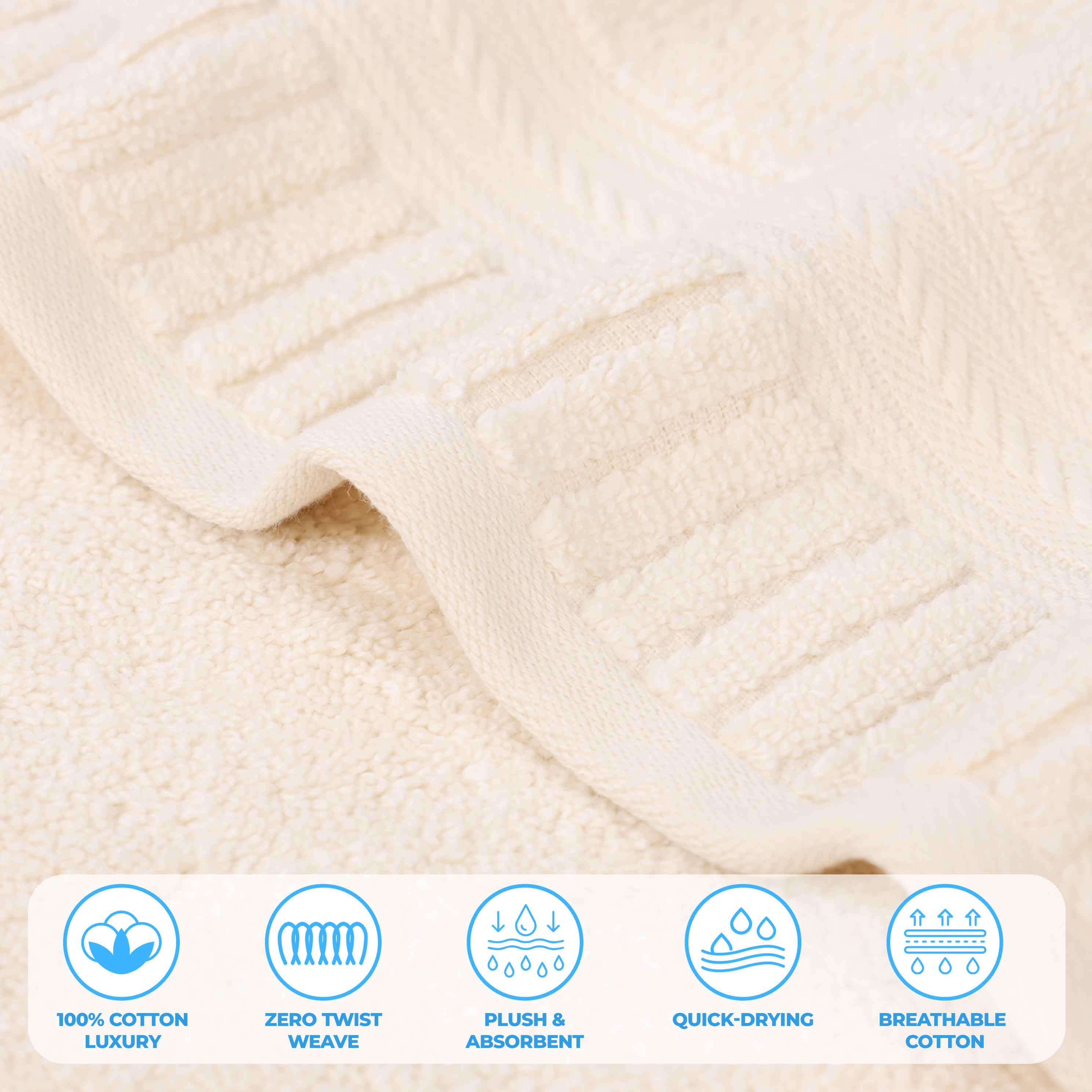 Venice Zero Twist Cotton Medium Weight Face Towels, Set of 12 - Face Towel by Superior