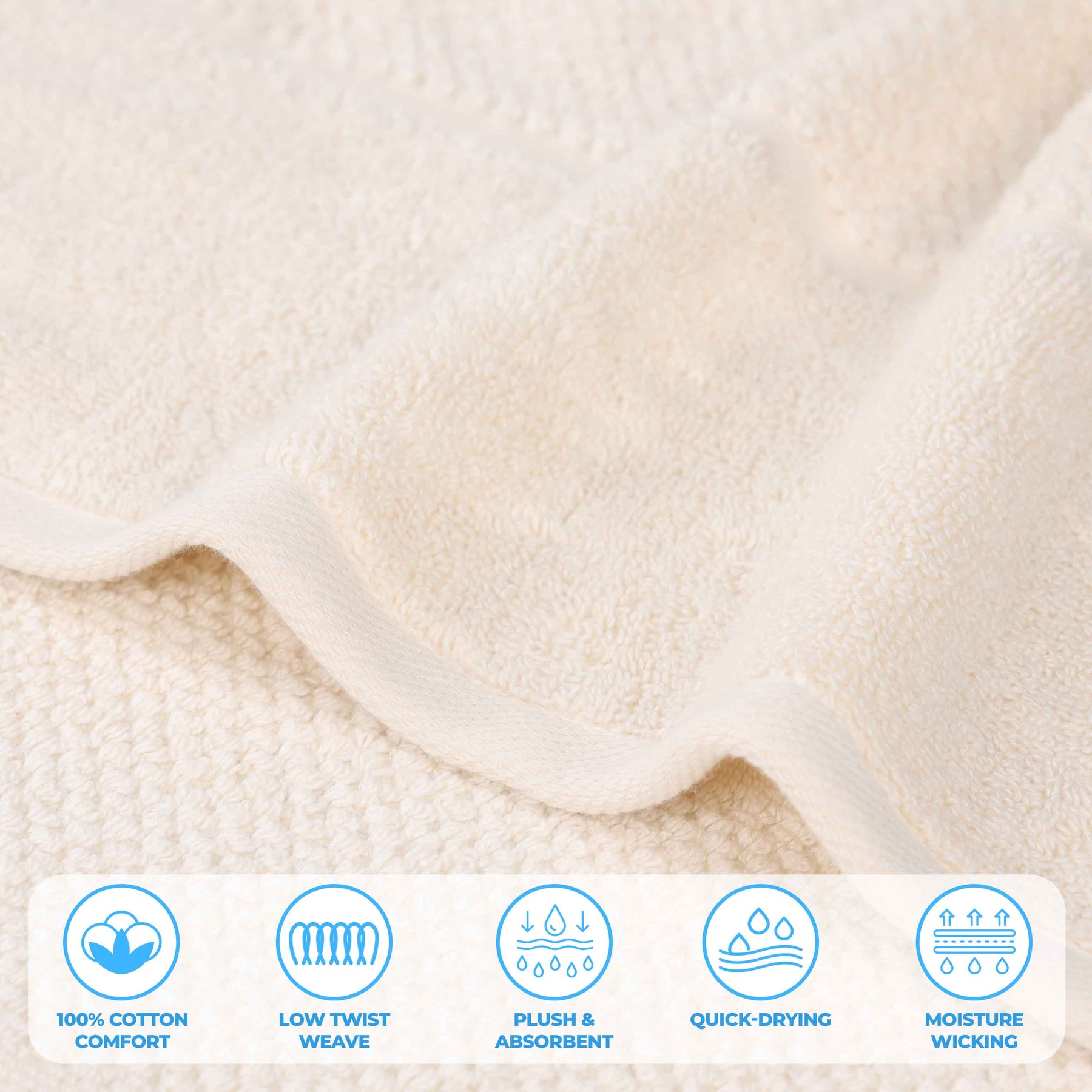 Mile Smart Twist Cotton Solid Thick Border Bath Towels, Set of 2