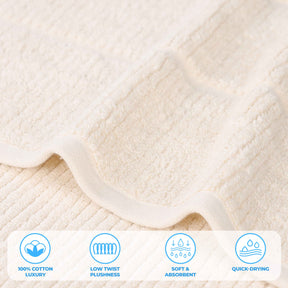 Milo Smart Twist Cotton Solid Ribbed 3 Piece Towel Set