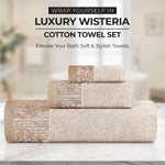 Wisteria Cotton Medium Weight Floral Jacquard Border 8 Piece Towel Set - Towel Set by Superior