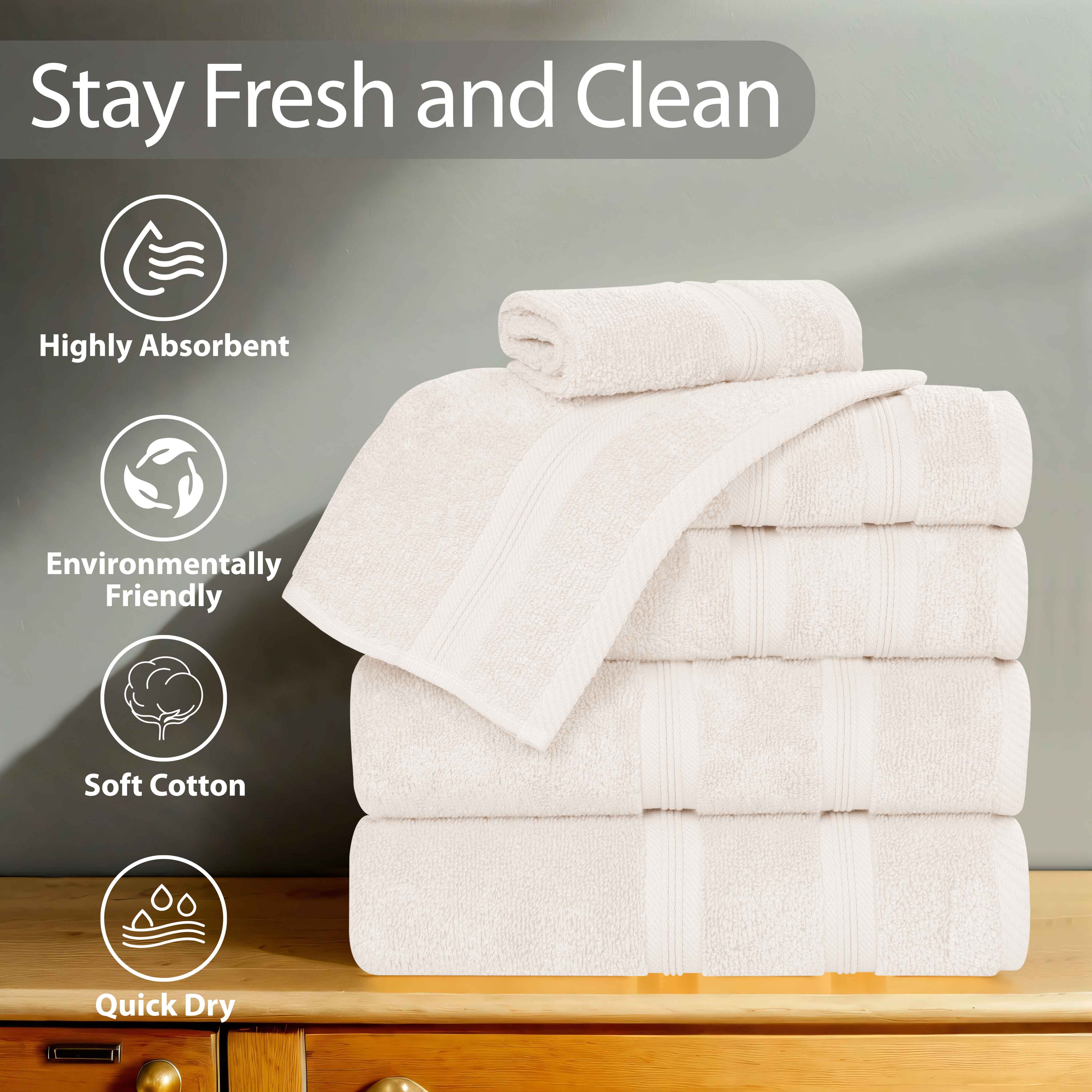 Smart Dry Zero Twist Cotton Medium Weight Bath Towels, Set of 4 - Bath Towel by Superior