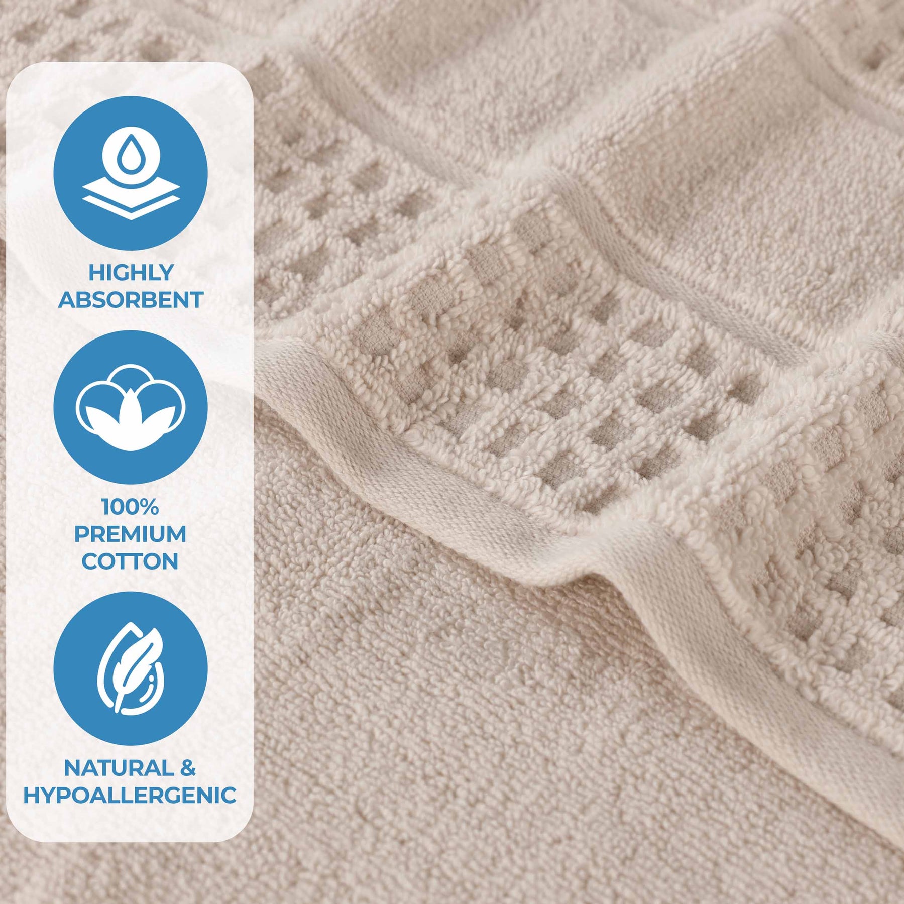 Napa Zero Twist Cotton Solid Waffle Honeycomb Bath Towel Set of 3