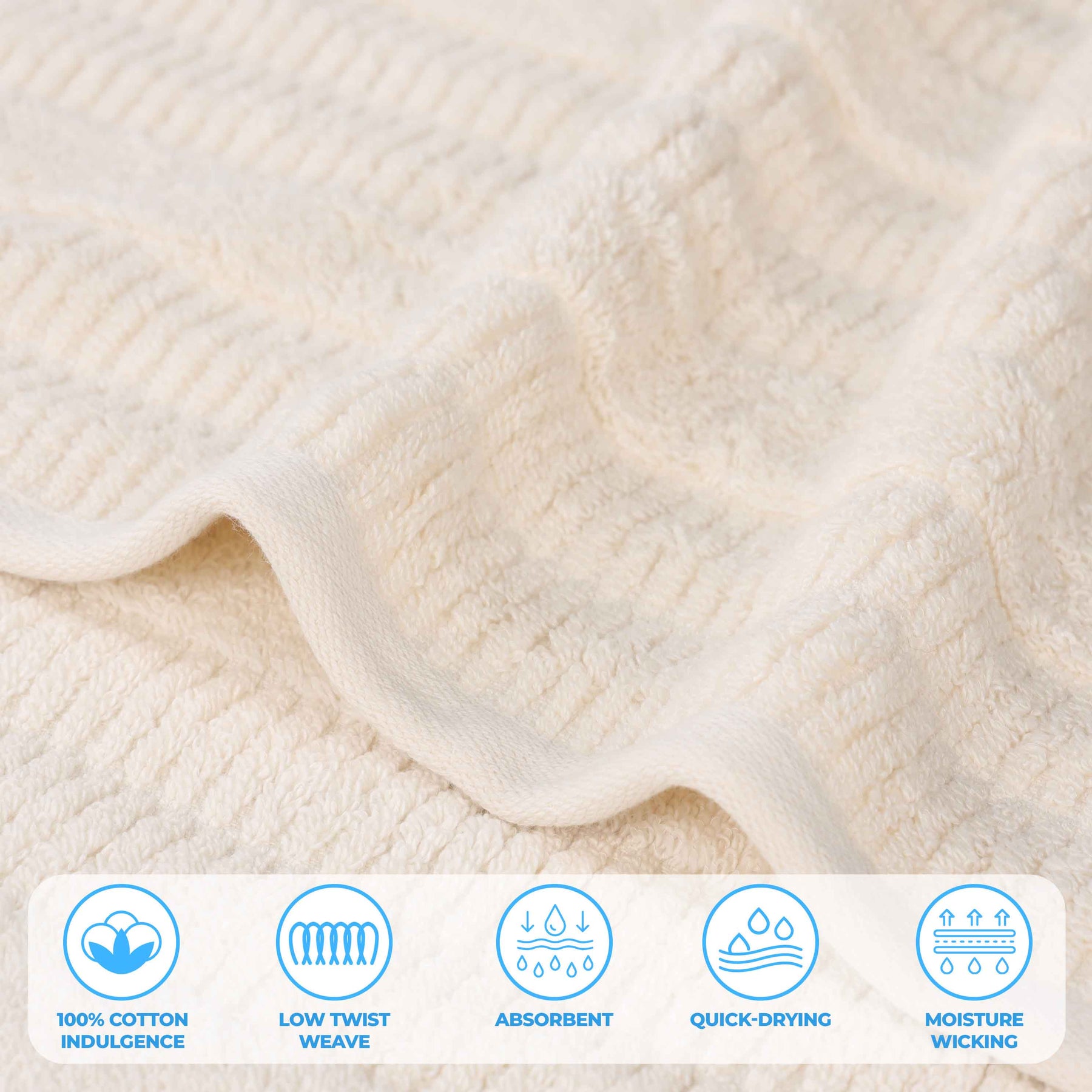 Mika Smart Twist Cotton Solid Textured Ribbed 9 Piece Towel Set