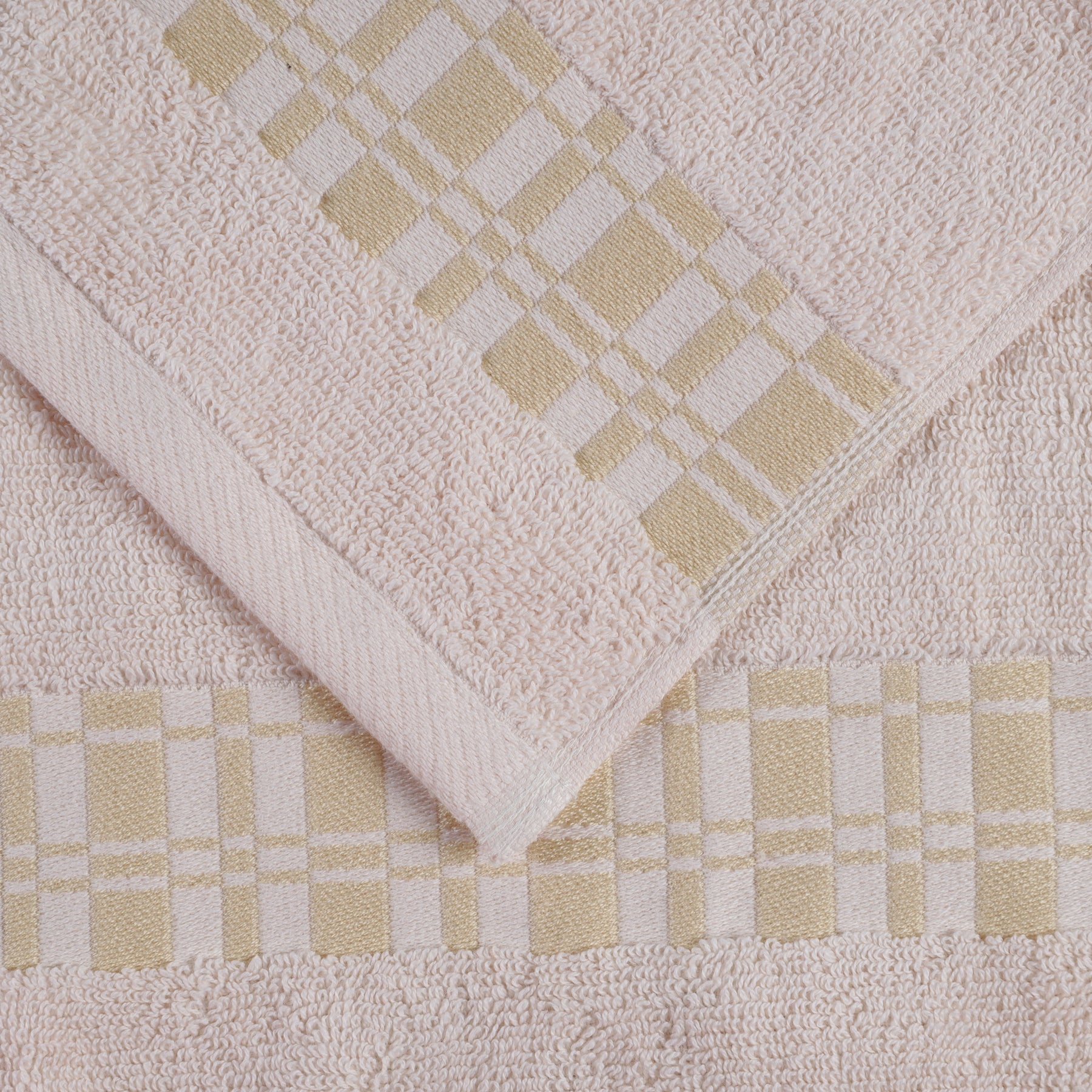 Larissa Cotton Geometric Border Bath Towel Set of 4