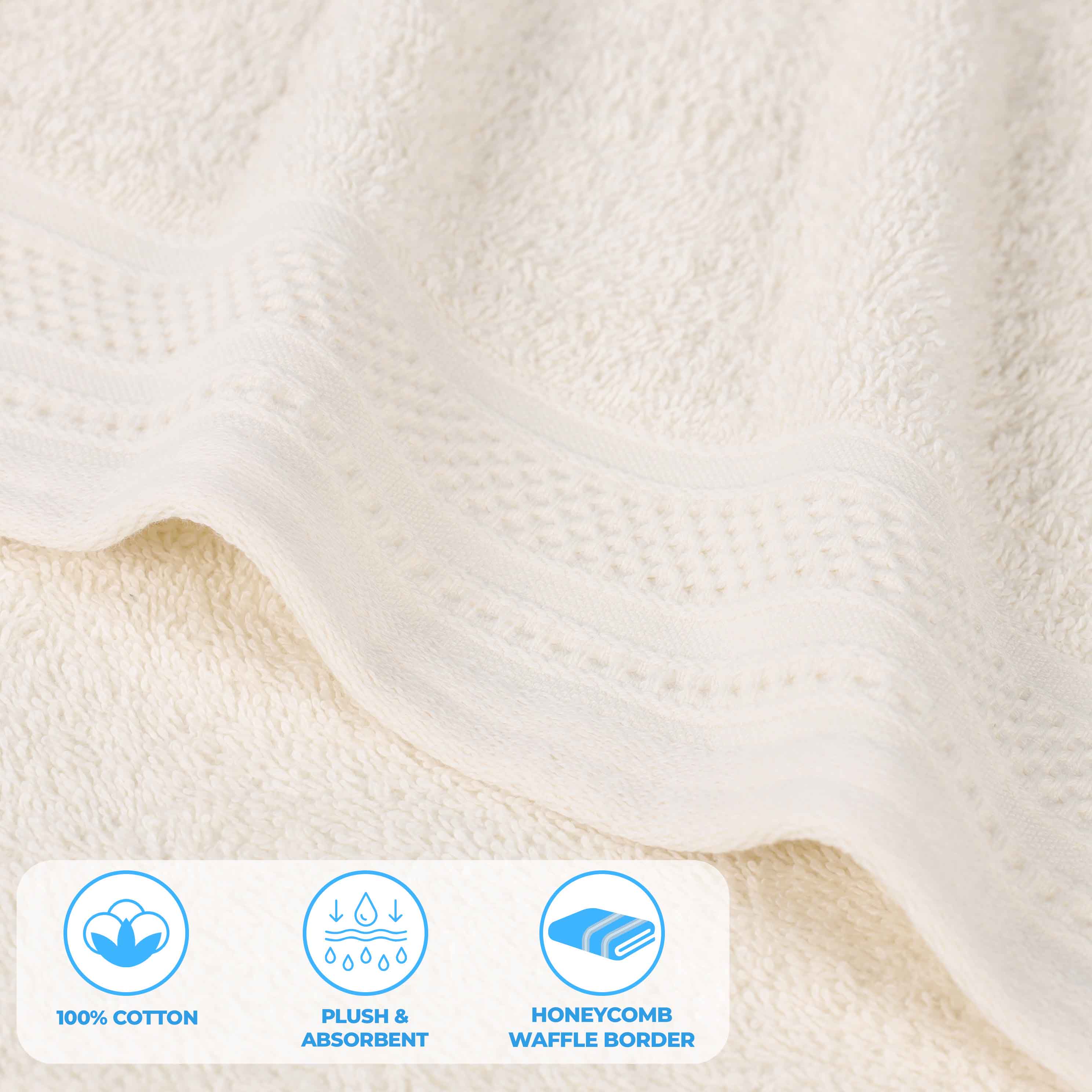 Honeycomb Textured Waffle Border Cotton Hand Towels, Set of 6 - Hand Towel by Superior