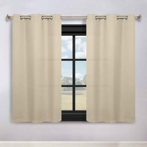 Classic Modern Solid Room Darkening Blackout Curtain Panels, Set of 2 - Ivory