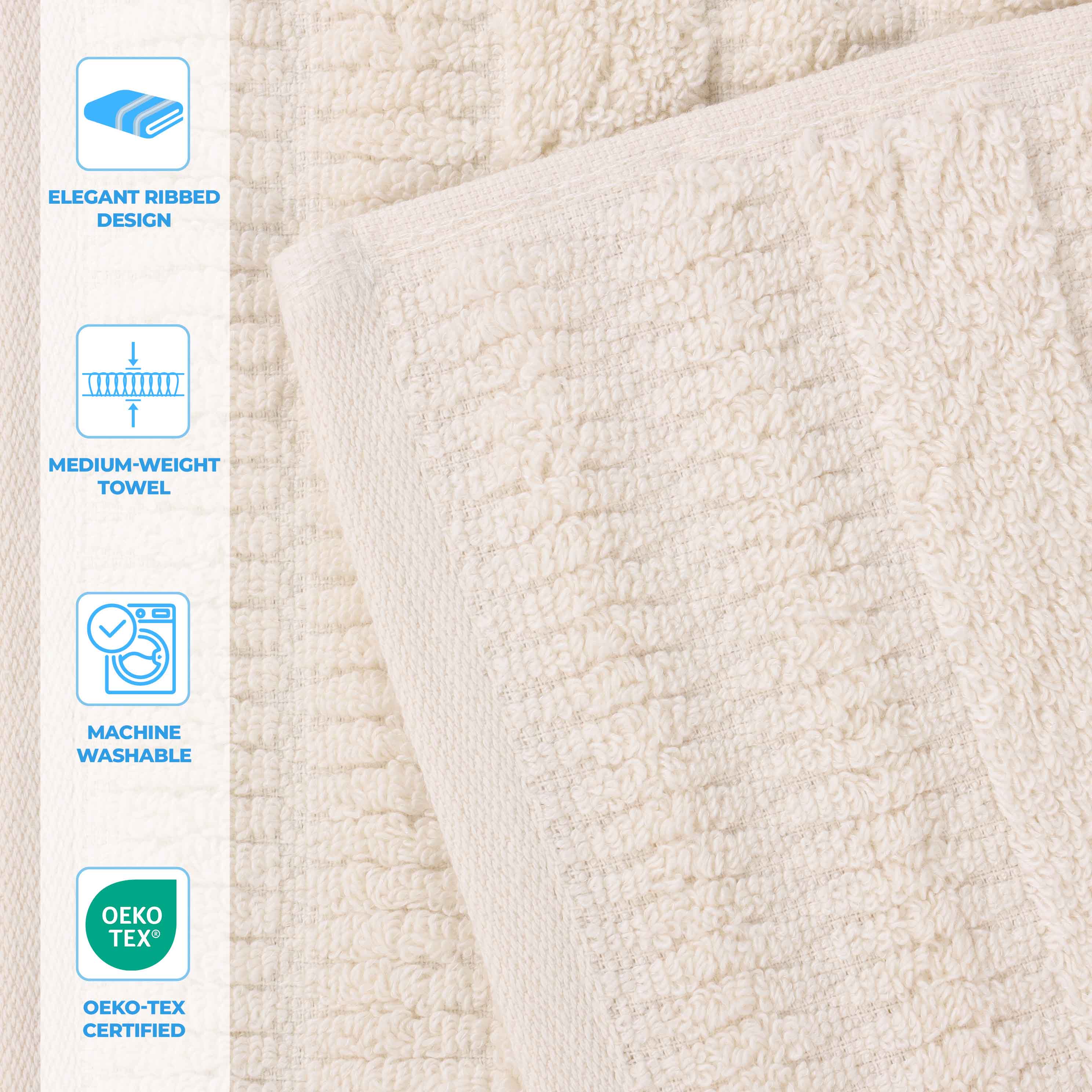 Mika Smart Twist Cotton Solid Textured Ribbed Bath Sheets, Set of 2 - Bath Sheet by Superior