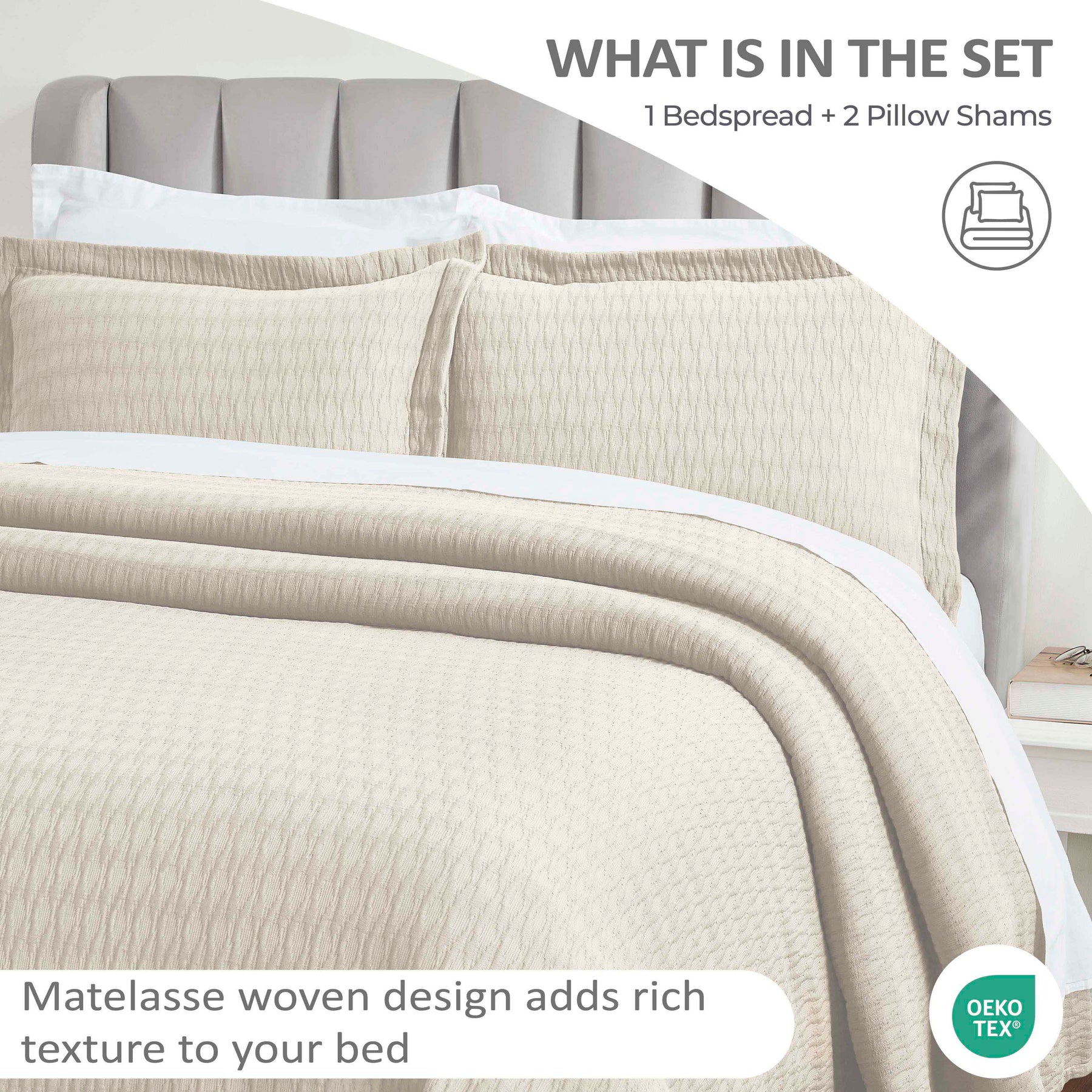 Calvert Cotton Matelasse Weave Diamond Lattice Bedspread Set