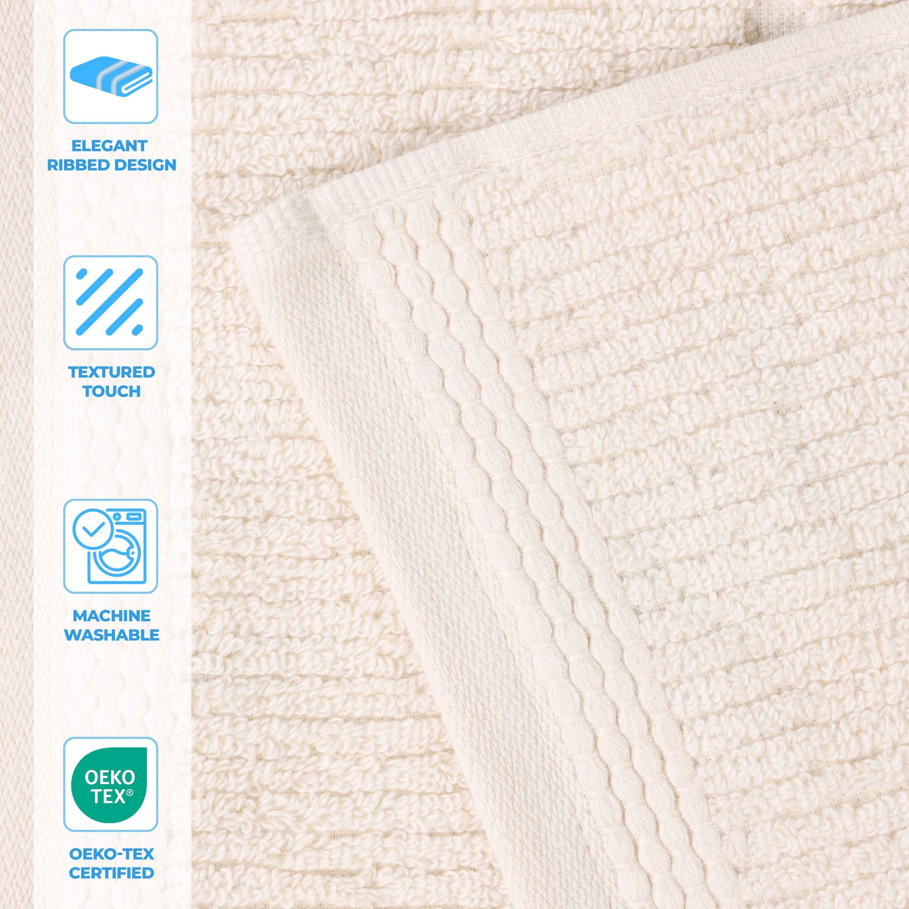 Milo Smart Twist Cotton Medium Weight Solid Ribbed 8 Piece Towel Set