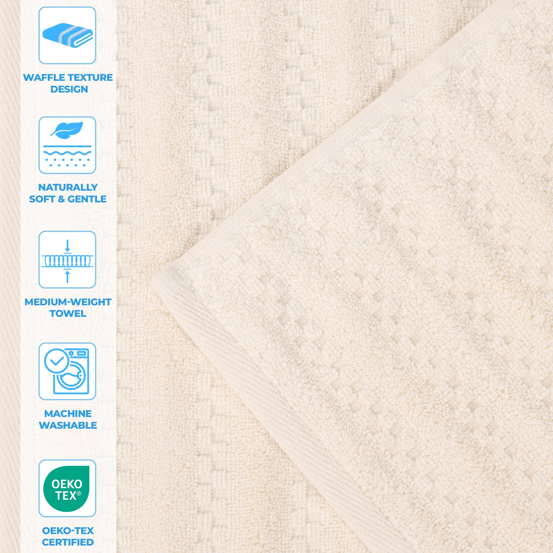 Zuma Zero Twist Cotton Medium Weight Absorbent Hand Towels, Set of 6