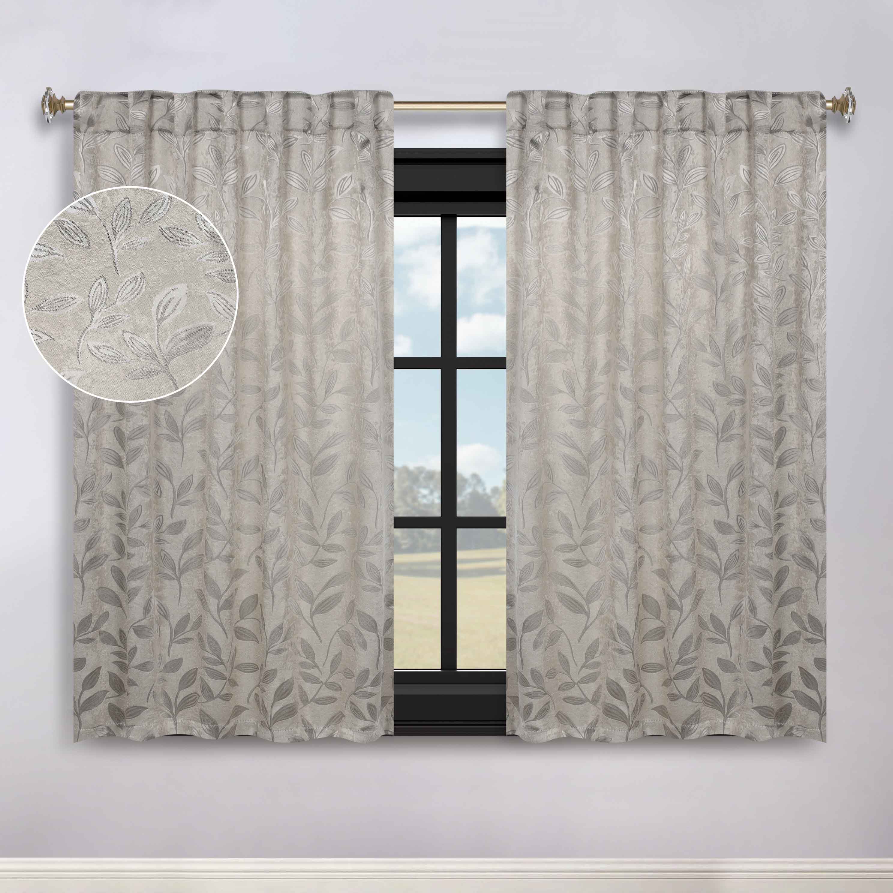 Leaves Room Darkening Back Tabs Blackout Curtain Panels, Set of 2 - Blackout Curtains by Superior