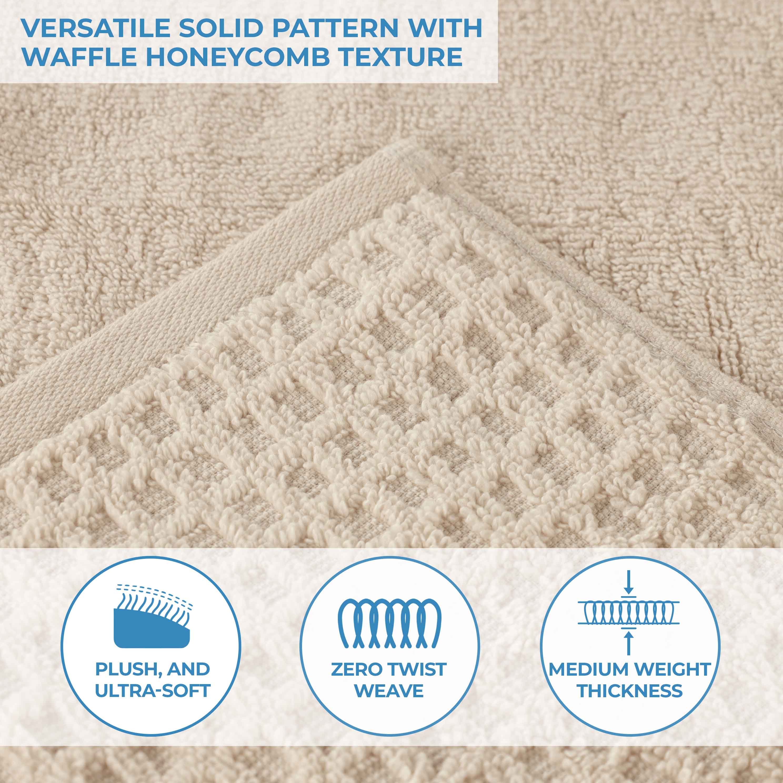 Napa Zero Twist Cotton Solid Waffle Honeycomb Bath Towel Set of 3 - Bath Towel by Superior