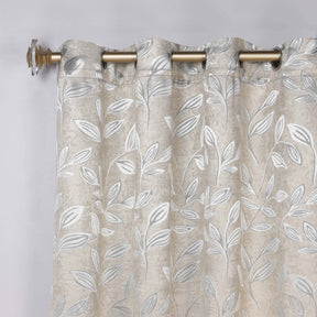 Leaves Room Darkening Washable Blackout Curtain Panels, Set of 2 - Ivory