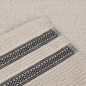 Brea Zero Twist Cotton Ribbed Geometric Border Bath Towel Set of 3