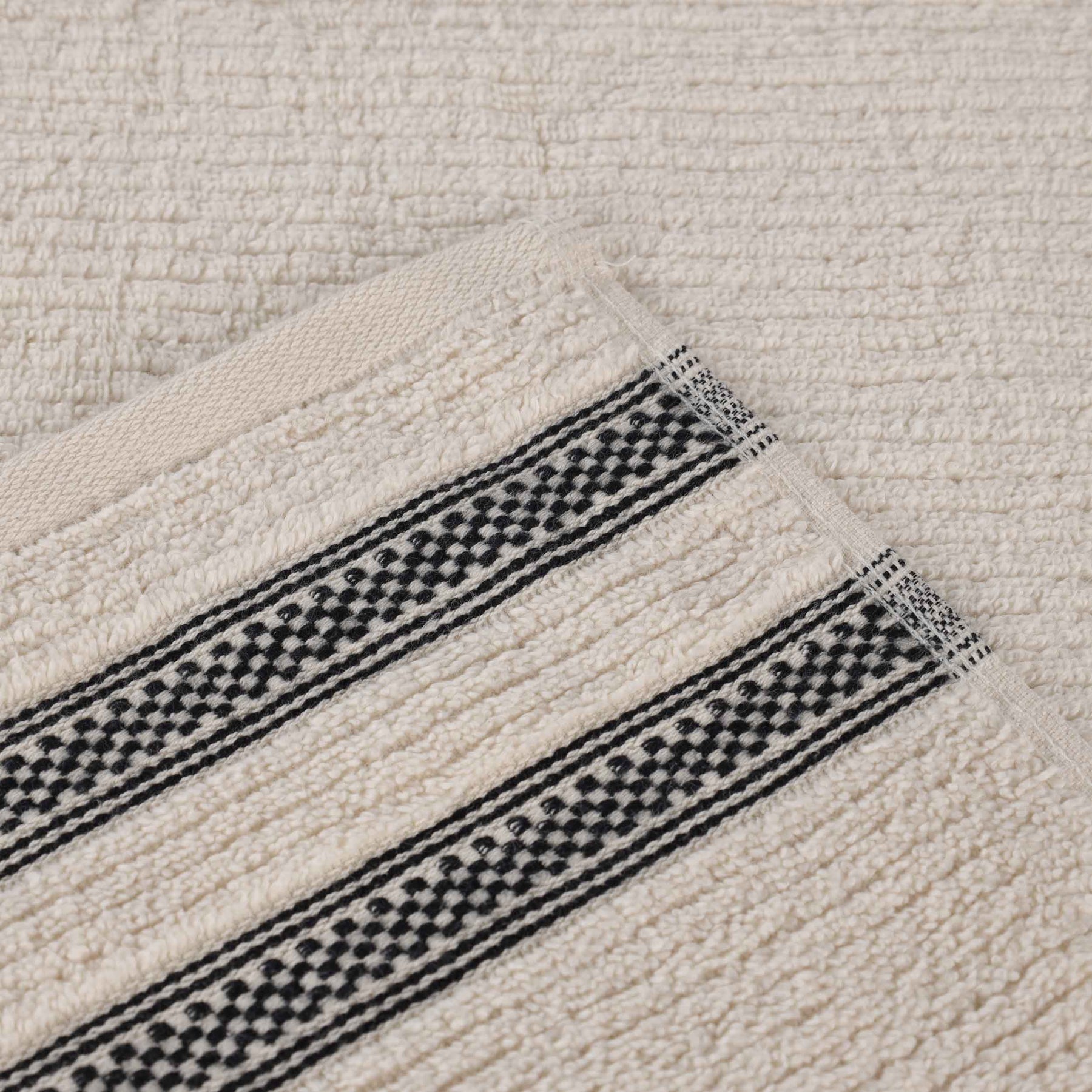 Brea Zero Twist Cotton Ribbed Modern Geometric Hand Towel Set of 6