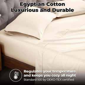 Egyptian Cotton 400 Thread Count Solid Deep Pocket Bed Sheet Set - Ivory