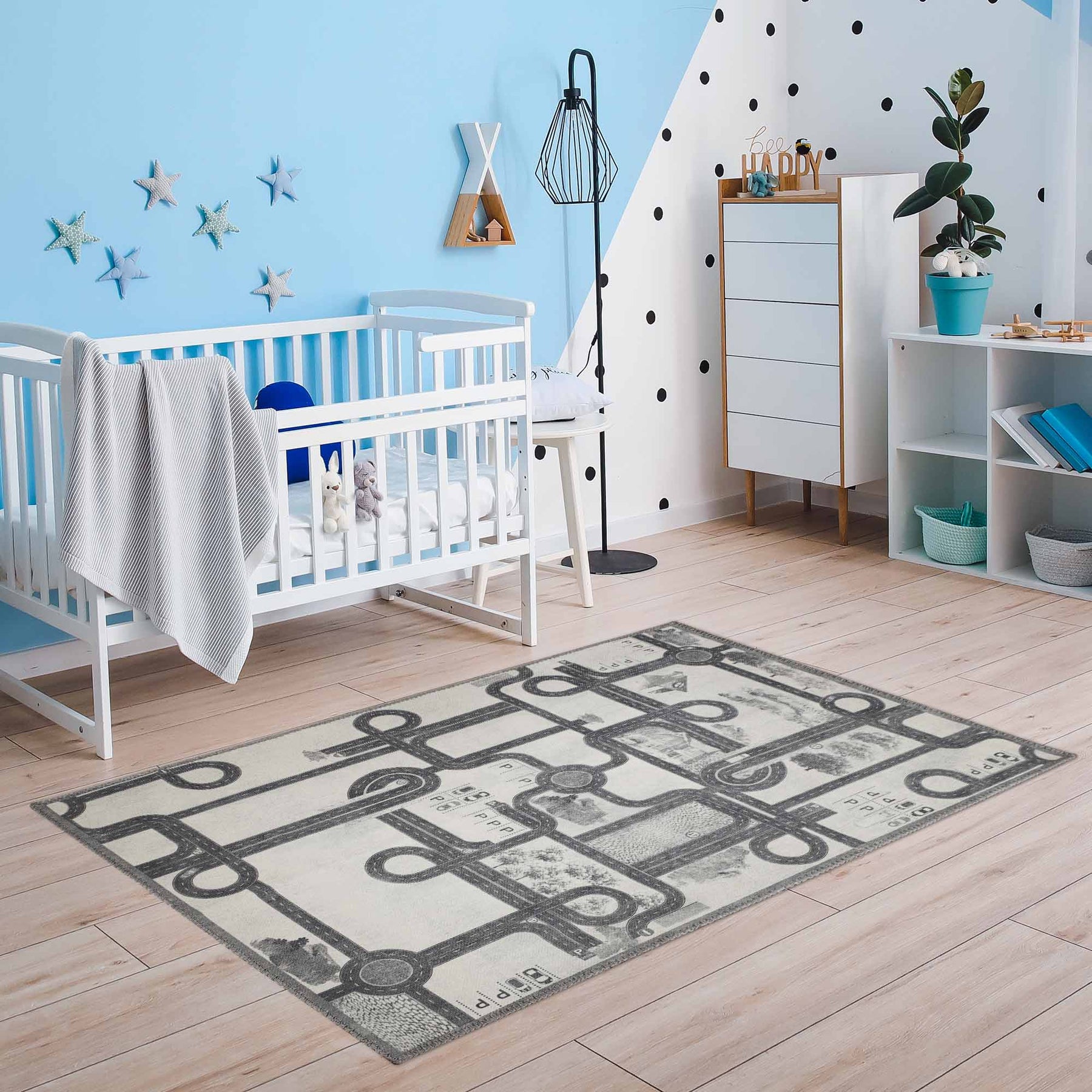 Country Road Non-Slip Kids Playroom Nursery Washable Indoor Area Rug