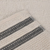 Brea Zero Twist Cotton Ribbed Geometric Border Face Towel Set of 12 - Face Towel by Superior