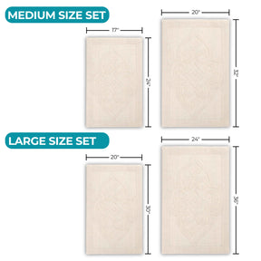 Myra Medallion Textured Jacquard Machine Washable Bath Rugs, Set of 2