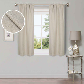 Linen Washable Room Darkening Blackout Curtains, Set of 2