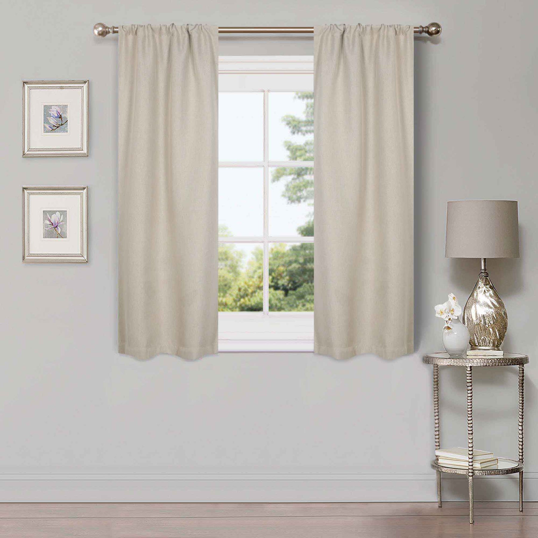 Linen Washable Room Darkening Blackout Curtains, Set of 2