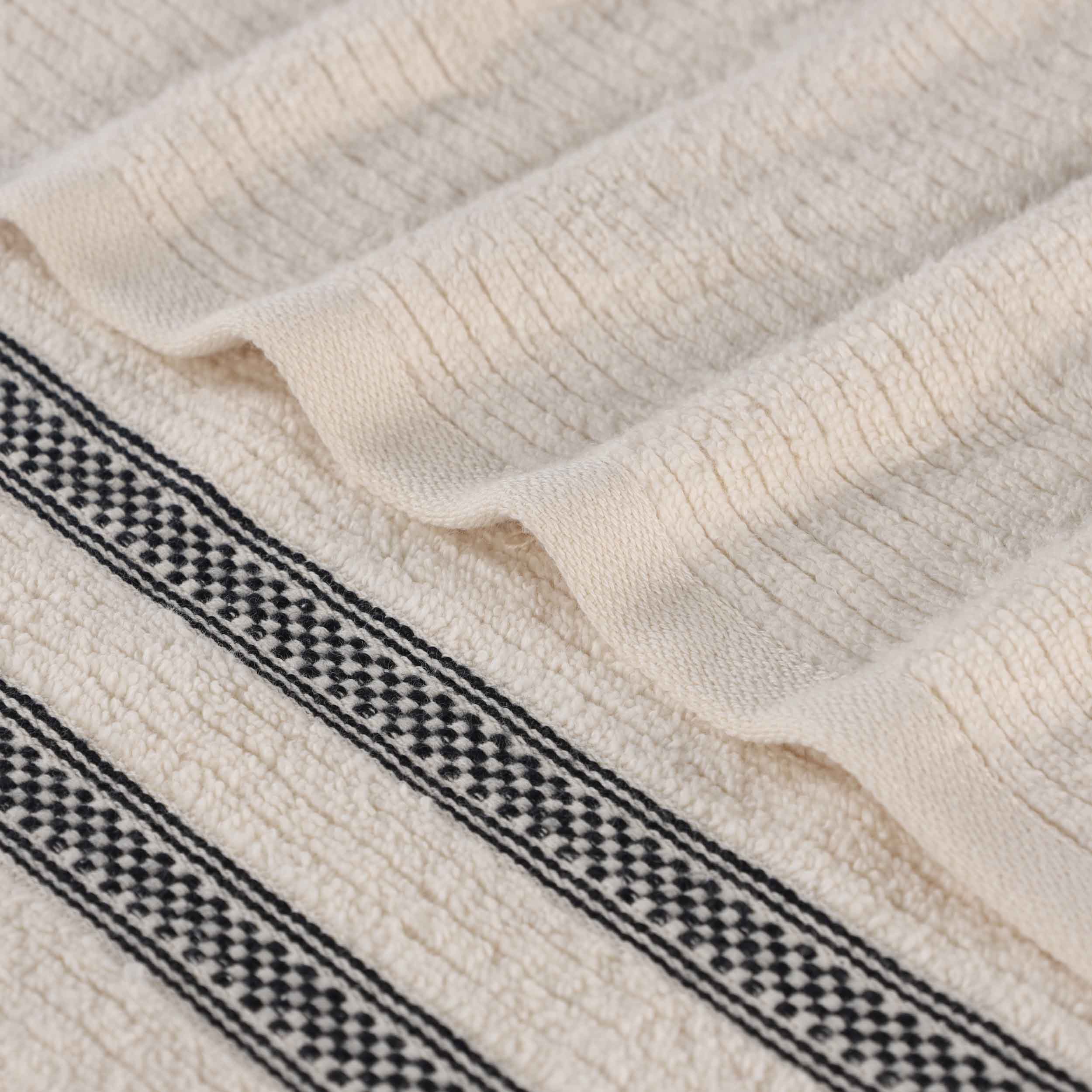 Brea Zero Twist Cotton Ribbed Geometric Border Face Towel Set of 12 - Face Towel by Superior