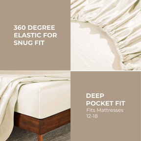 Egyptian Cotton 850 Thread Count Solid Deep Pocket Bed Sheet Set - Ivory