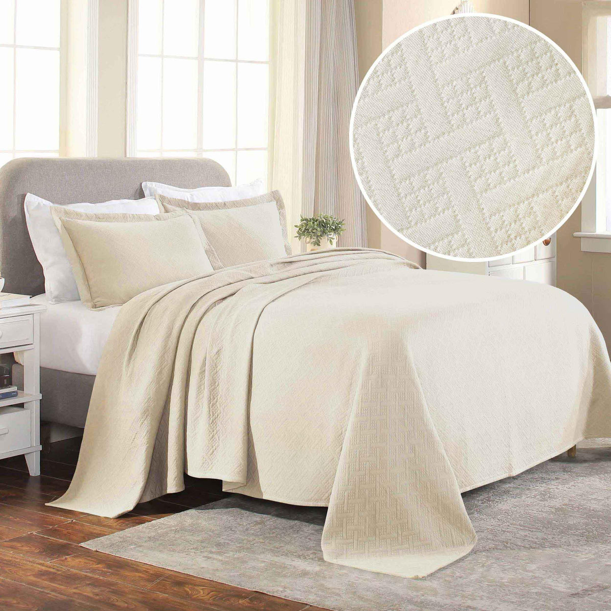 Basket Weave Matelasse Cotton Bedspread Set - Bedspread by Superior - Superior 