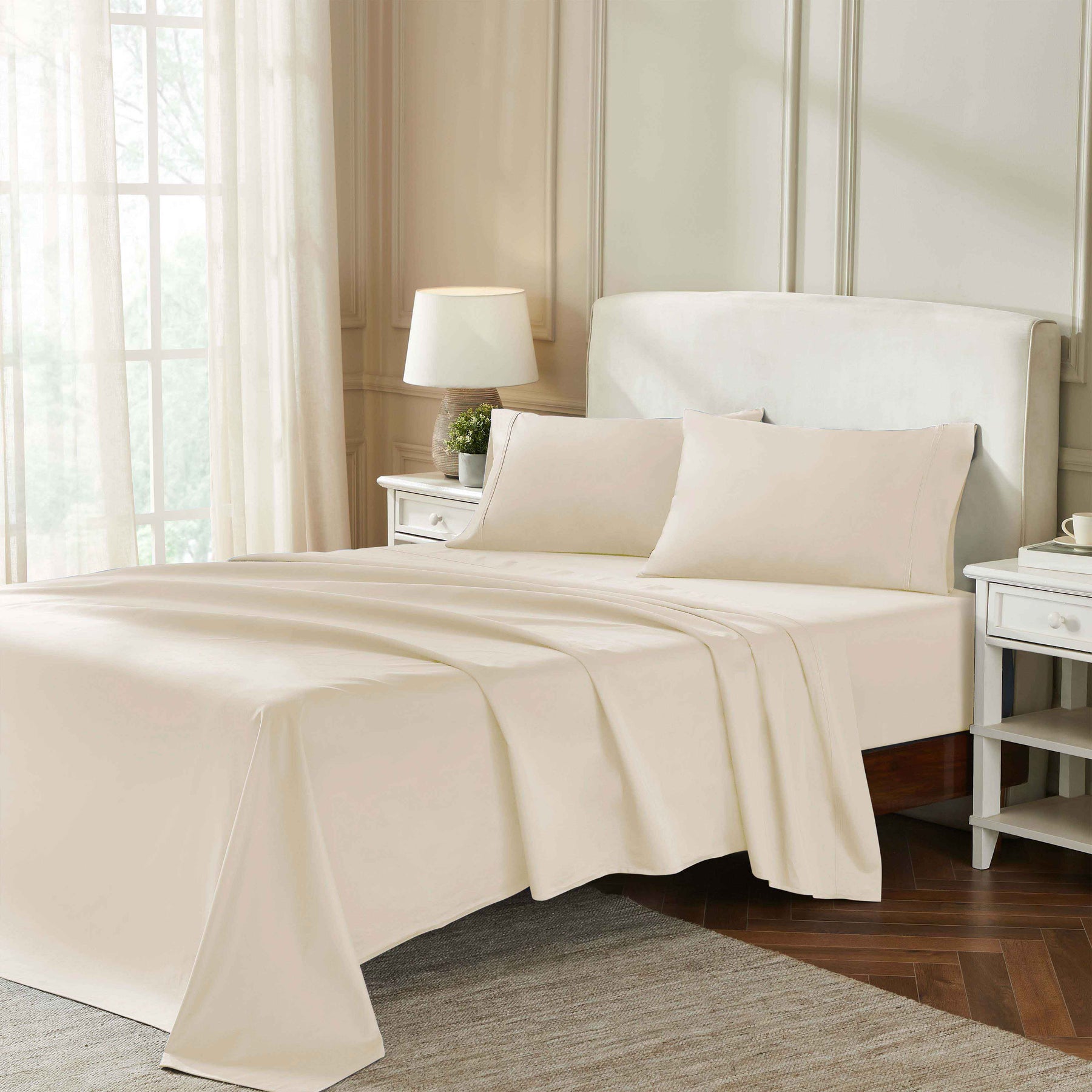 Egyptian Cotton 850 Thread Count Solid Deep Pocket Bed Sheet Set - Ivory