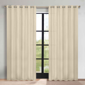 Classic Modern Solid Room Darkening Blackout Curtain Panels, Set of 2 - Ivory