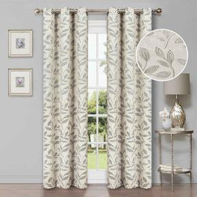 Leaves Machine Washable Room Darkening Blackout Curtains, Set of 2 - Blackout Curtains by Superior - Superior 