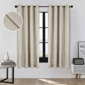 Linen Washable Room Darkening Blackout Curtains, Set of 2