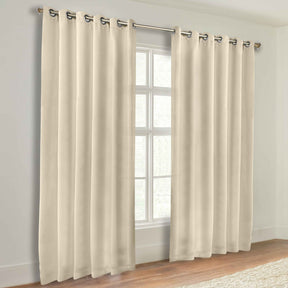 Classic Modern Solid Room Darkening Blackout Curtain Panels, Set of 2 - Ivory