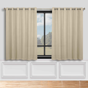 Classic Modern Solid Room Darkening Blackout Curtain Panels, Set of 2 - Ivory