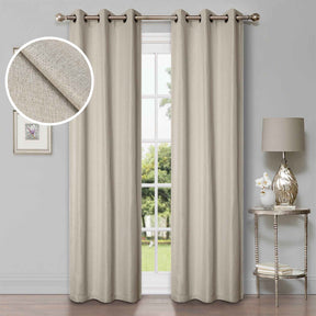 Linen Washable Room Darkening Blackout Curtains, Set of 2