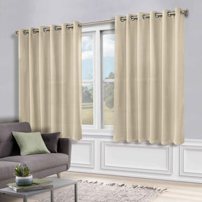 Classic Modern Solid Room Darkening Blackout Curtain Panels, Set of 2 - Ivory