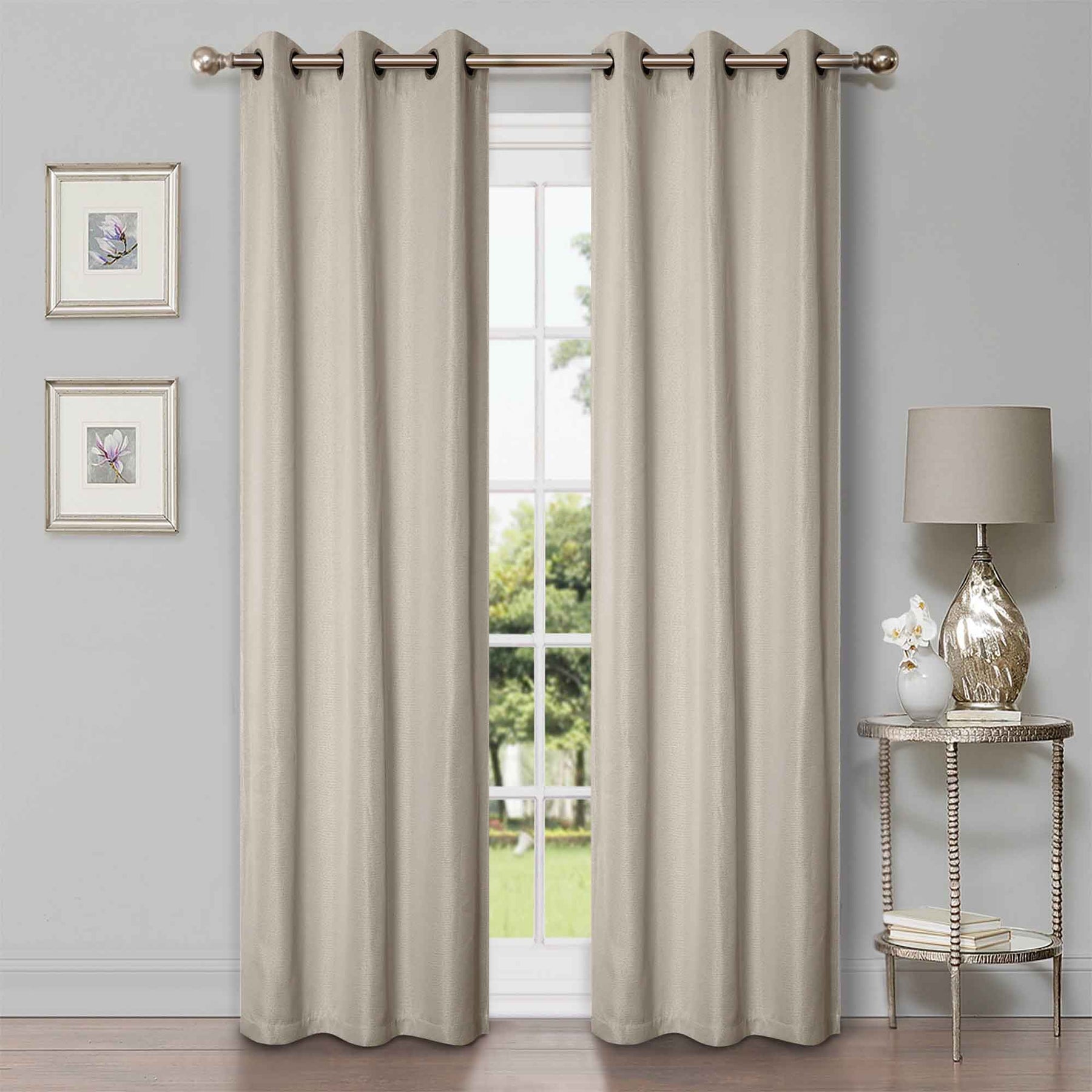 Linen Washable Room Darkening Blackout Curtains, Set of 2