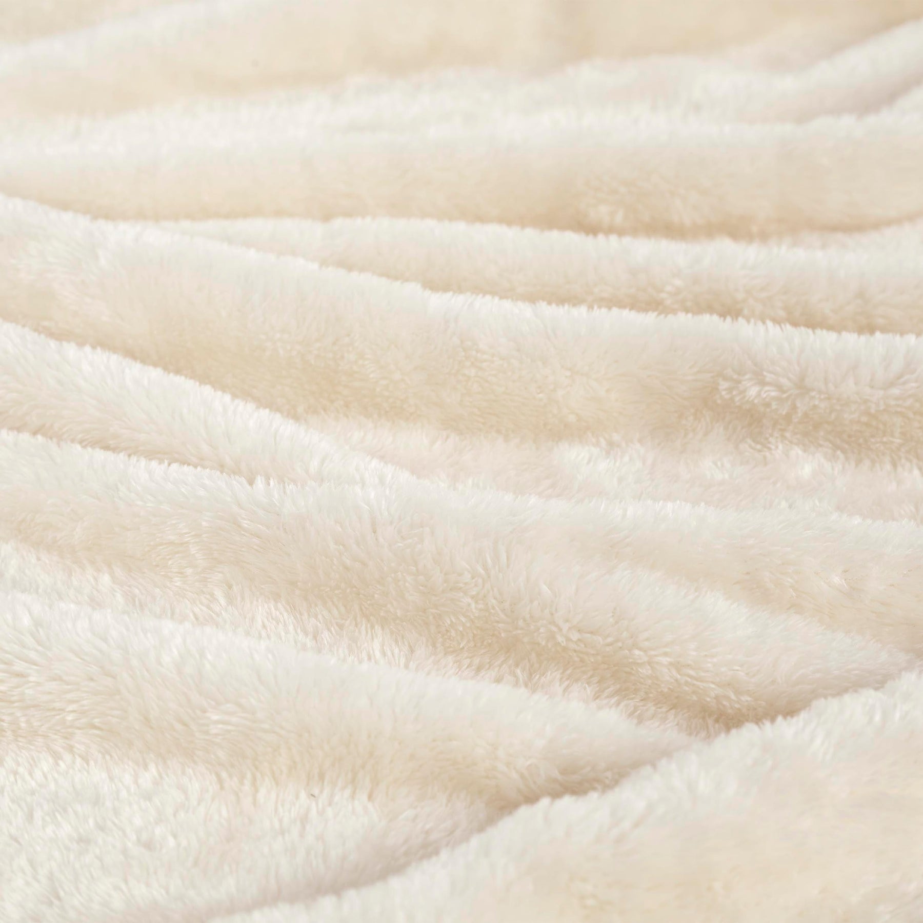 Fleece Plush Medium Weight Fluffy Soft Solid Decorative Blanket - Ivory