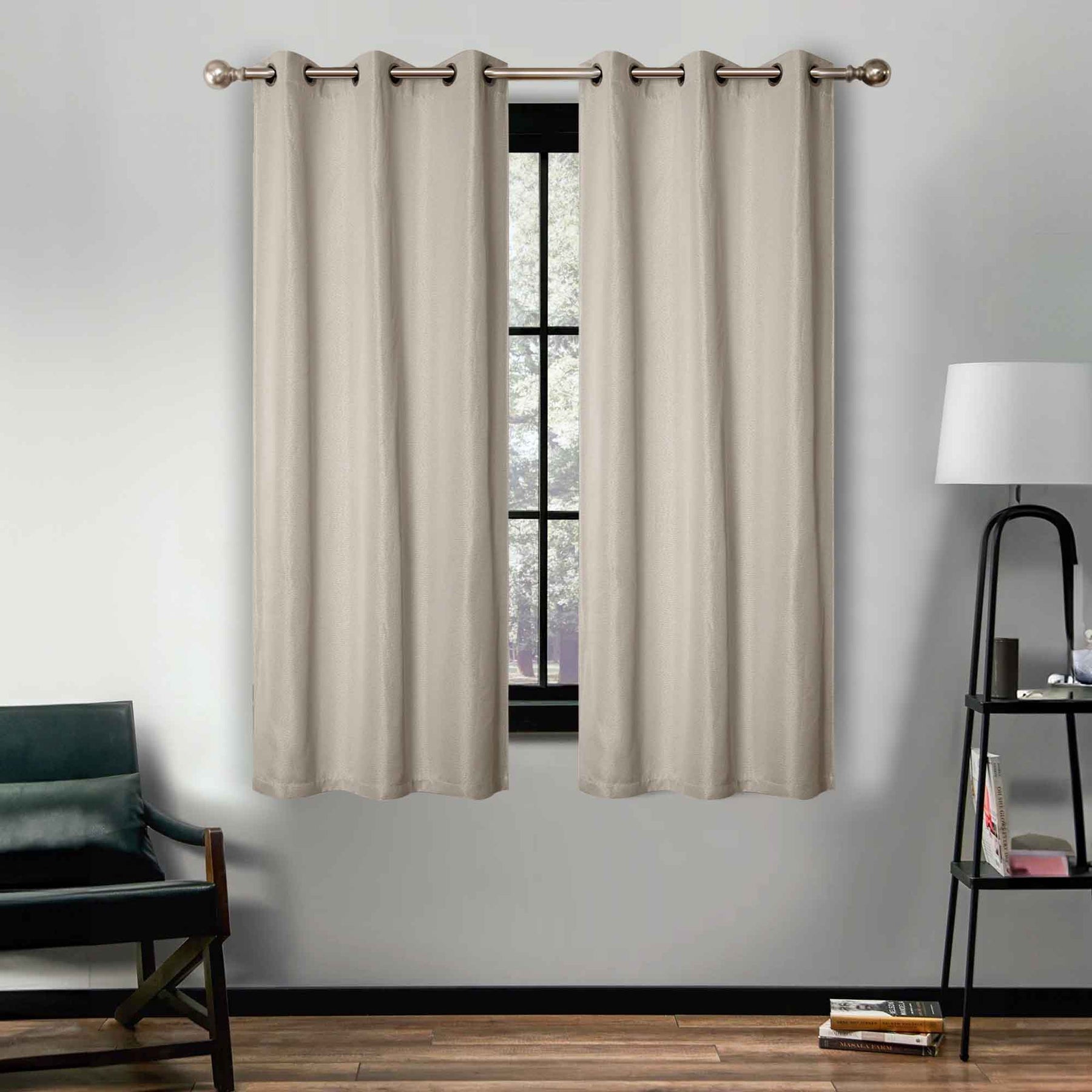 Linen Washable Room Darkening Blackout Curtains, Set of 2