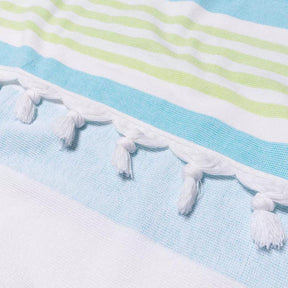 Coastal Resort Stripe Fouta 4 Piece Beach Towel with Tassels - KeyWest