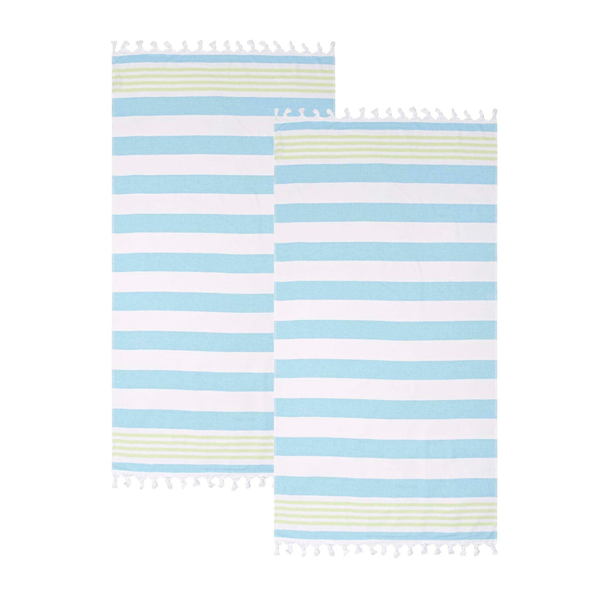 Coastal Resort Stripe Fouta 2 Piece Beach Towel with Tassels - KeyWest